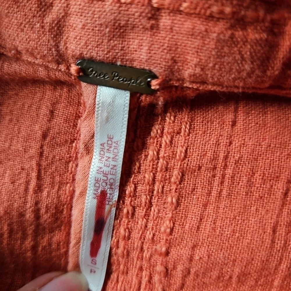 Free People Oversized Textured Jacket Blazer Coral With Pockets Size Small - Picture 15 of 15